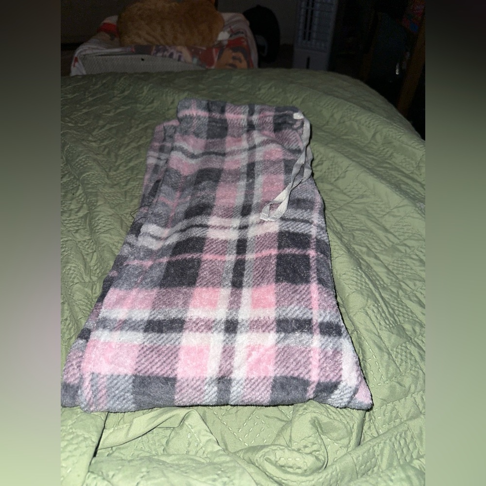 Pink Plaid Fuzzy Pajama Pants